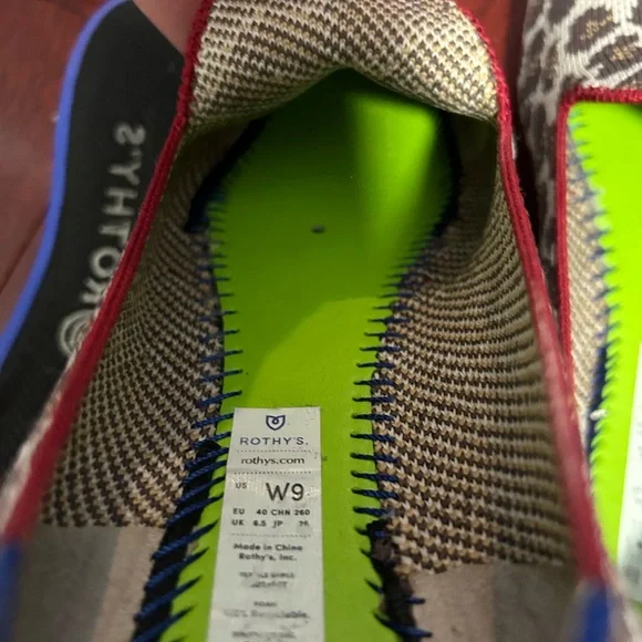 Rothy's Leopard Print loafers with Red and Blue Trim - Picture 10 of 10